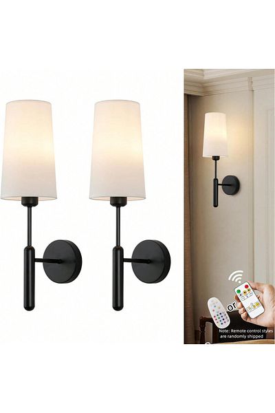 Choice Remote Control-2Pack Wiring-Free Rechargeable Battery-Powered Wall Lamp 2-Piece Set with Remote Cont