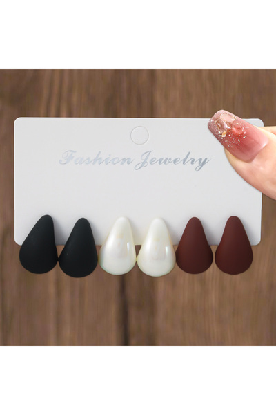 Choice Style 1 6Pcs Classic Multi Color Thick Water Drop Stud Earrings Vintag...
