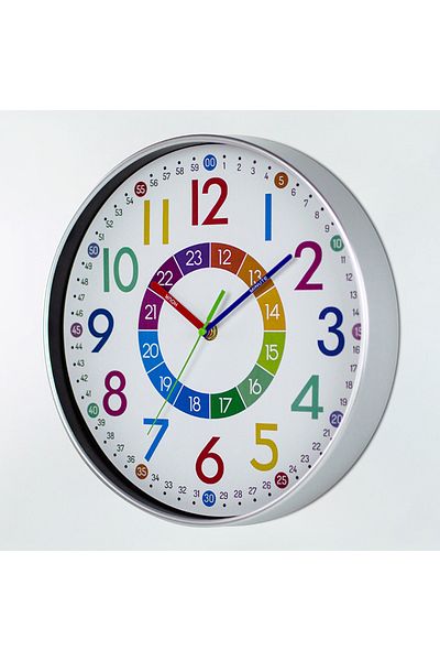 Choice 12 inch Silver-A-30cm 12 inch Non-Ticking Wall Clock Children Classrooms Teaching Clock Hanging Kids