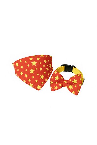 MS Pet Design Adjustable Cat Dog Bandana Bow Tie Set