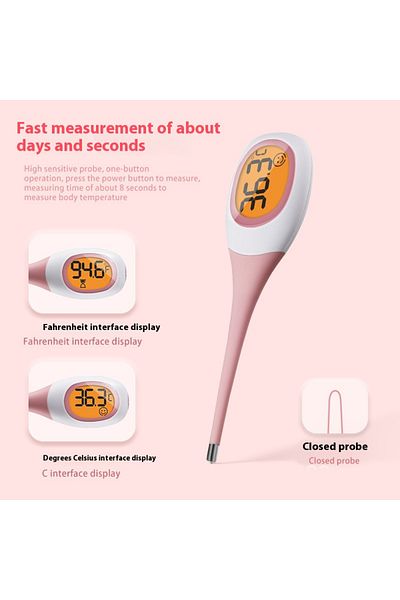 Choice pink AIQUE 8 Seconds Backlit Fever Thermometer Medical Household Digital LCD Medical Fast Measure Ki