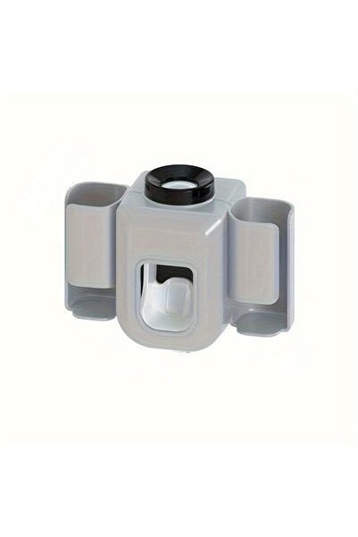 Choice حامل فرشاة أسنان رمادي اللون مع موزع معجون أسنان أوتوماتيكي، مثبت على الحائط متعدد الوظائف بدون ثقب