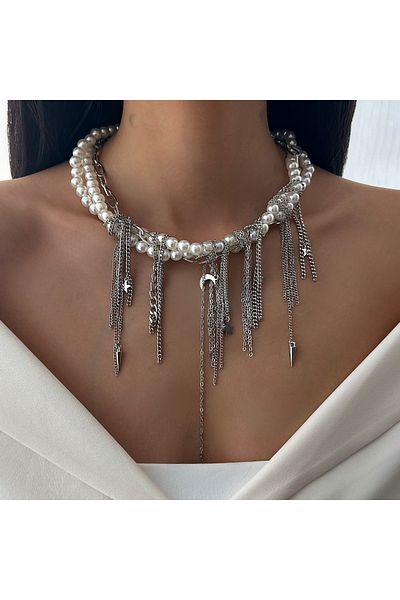 Choice C00k1bk06945 Ingemark Multilayer Vintage Star Love Heart Tassel Link Pendant Choker Necklace Creativ