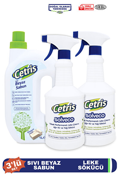 CETRIS 1lt Sıvı Beyaz Sabun & Solveco 1lt Yüksek Performanslı Leke Sökücü Ve ...