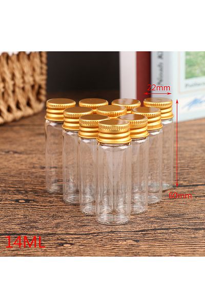 Choice 14ml 10 Pieces 5ml/7ml/10ml/14ml/18ml/20ml Glass Bottles With Aluminium Lids Small Mini Glass Jars 6