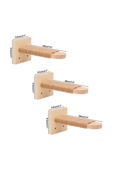 Choice 3 pieces Wooden Cat Wall Steps Climbing Kitten Ladder With Sisal Rope Scratching Post Scratcher Tree