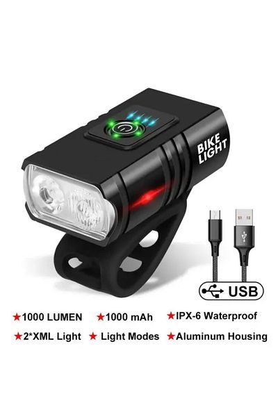 Choice 1pc 1000lm Bike Light Headlight T6 Led Bicycle Flashlight Usb Rechargeable Orch Bicycle Front Lamp H
