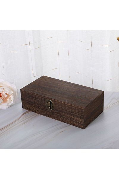 Choice Dark Color Retro Rectangular Wooden Storage Box Clamshell Desktop Organizer Jewelry Gift Box for Hom