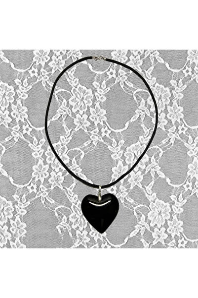 Choice AXL40131B Big Red Glass Heart Pendant Black String Necklace For Women ...