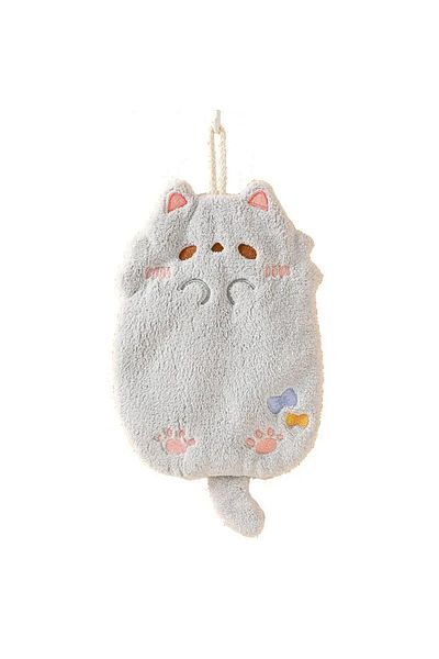 Choice Synthetic Gray Cute Cartoon Tanuki Hanging Towel Coral Velvet Hair Does Not Lose Thick Cloth Kitchen