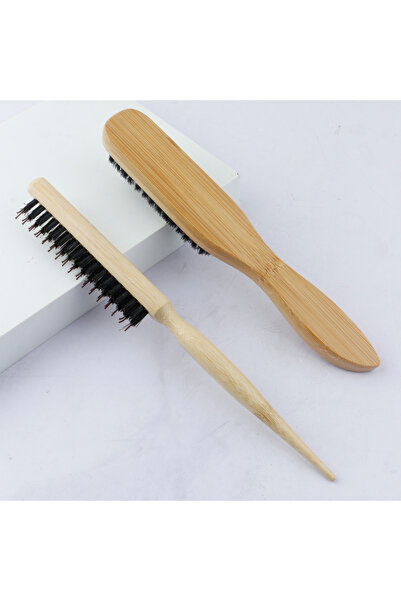 Choice1 طقم مكون من قطعتين فرشاة شعر فاخرة بشعيرات بمقبض من الخيزران تقلل من ...