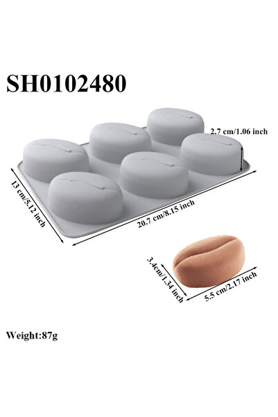 Choice sh0102480 قالب سيليكون على شكل حبوب قهوة بستة تجاويف، قالب موس، قالب ح...