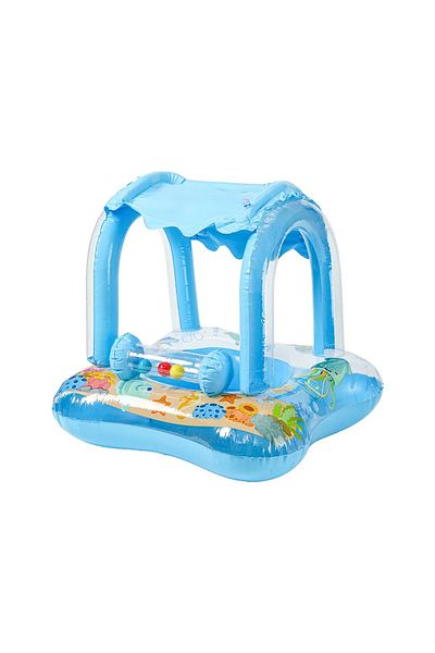Choice for 0-5age blue Baby Swimming Float with Sun Canopy Toddler Inflatable Swim Ring Pool Toys for 0-5Y