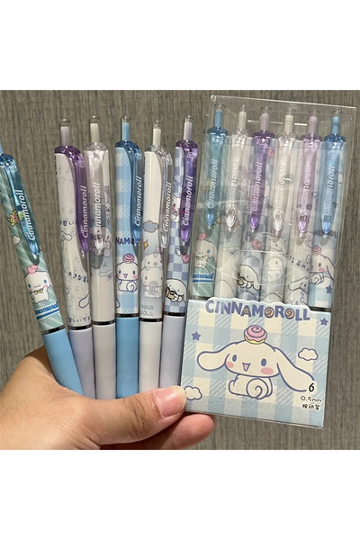Choice1 6pcs-ygg Sanrio Hello Kitty 6pcs Series Gel Pen 0.55mm Refill Y2k Cinnamoroll Kuromi MelodyCartoon P