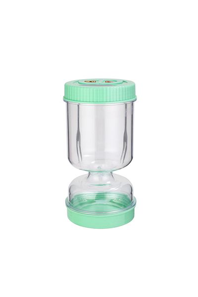 Choice light green Glass Olive and Pickle Strainer Jar, Olive Container Hourglass Jar with Strainer Flip Pi