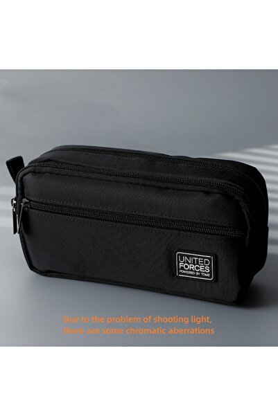 Choice black portable three-layer large capacity pencil bag boy canvas pen ca...