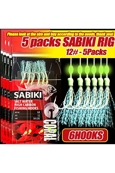 Choice مقاس 12، 5 عبوات من TAKBAS، 1/5 عبوات من أدوات صيد السمك Sabiki، أدوات...