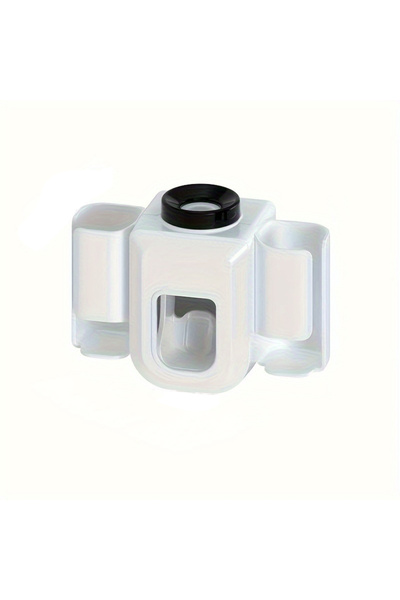 Choice حامل فرشاة أسنان أبيض قطعة واحدة مع موزع معجون أسنان أوتوماتيكي، مثبت على الحائط متعدد الوظائف بدون ثقب