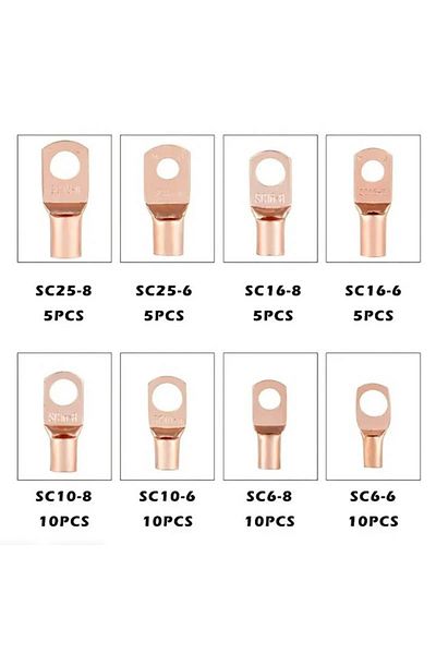 Choice 60pcs Wire Lug Connector Ring Sc6-25 Copper Connectors Bare Cable Electric Crimp Terminal Connect...