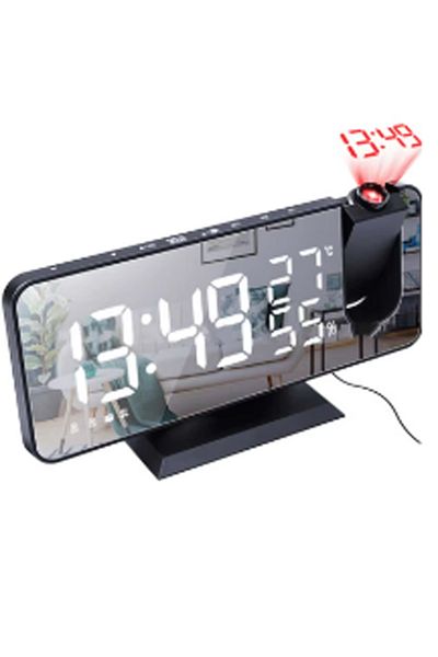 Choice G2350B Multi-function Radio Projection Alarm Clock LED Large Screen Alarm Clock 180° Rotation Temper