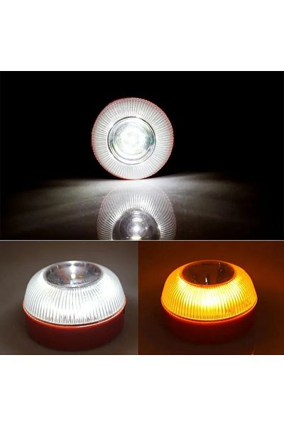 Choice مصباح طوارئ دائري أصفر اللون، مصباح يدوي LED V16، مصباح طوارئ، مصباح حوادث الطرق قابل للاستبدال B