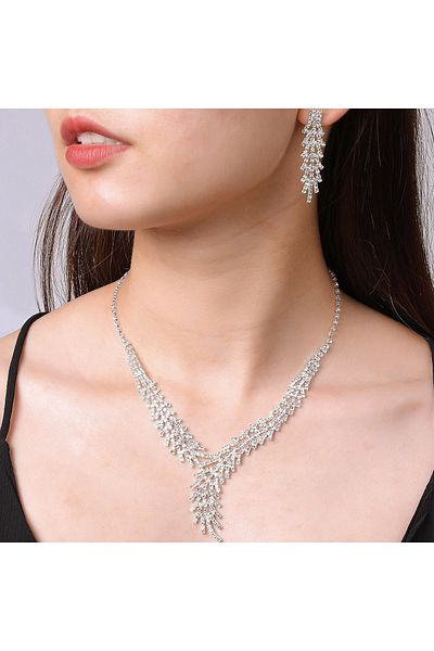 Choice 1699 3 Pieces of WOMEN'S Trendy Claw Chain Series Leaf Earrings Necklace Jewelry Set, Wedding Banque