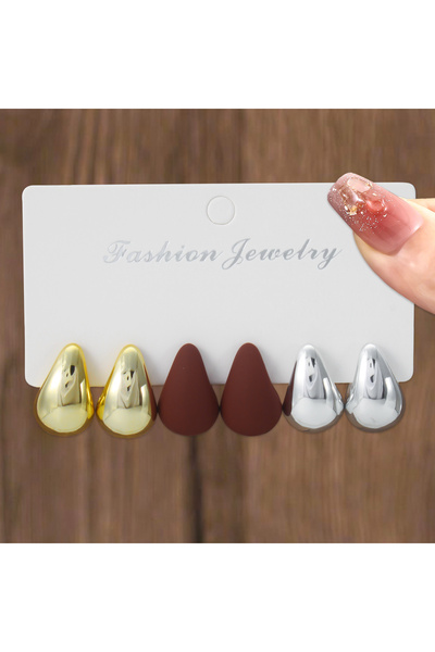 Choice Style 2 6Pcs Classic Multi Color Thick Water Drop Stud Earrings Vintag...