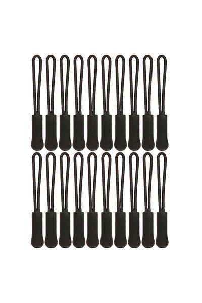 Choice Black 20pcs 5/10/20PCS Zipper Head Extension Cord Tags Pulls Slider Cord Rope Puller Ends Lock Zip C