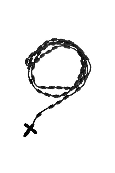 Choice Black 1Pc Handmade Knotted rosary with Cross Charm - Red rope rosary- ...