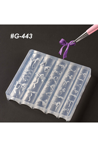 Choice قطعة واحدة G-443 قالب أظافر سيليكون ثلاثي الأبعاد على شكل فيونكة بأحجا...