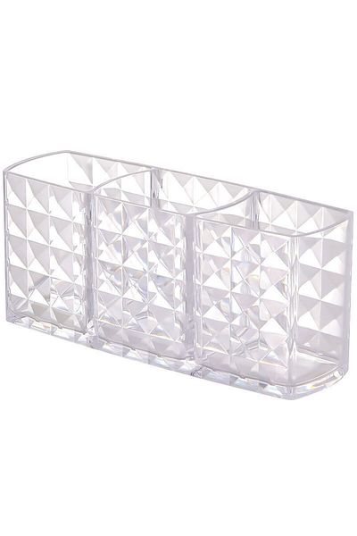 Choice 1pcs 3 Grids Nail Art Brush Organizer Desktop Eyeliner Holder Cosmetics Pen Storage Rack Acrylic Mak