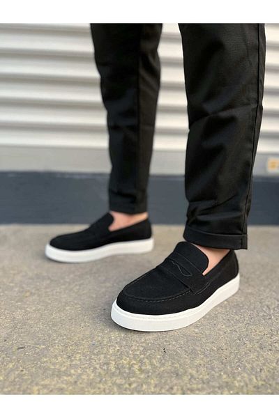 Joy Man Jy180 Estilo X Laceless Suede Men's Casual Sports Classic Shoes Sbt - Black