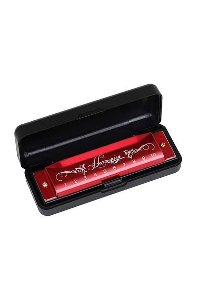 IRIN Red 10 Holes 20 Notes Key of C Harmonica Colorful Metal Shell With Packing Box Educational Toy Orff