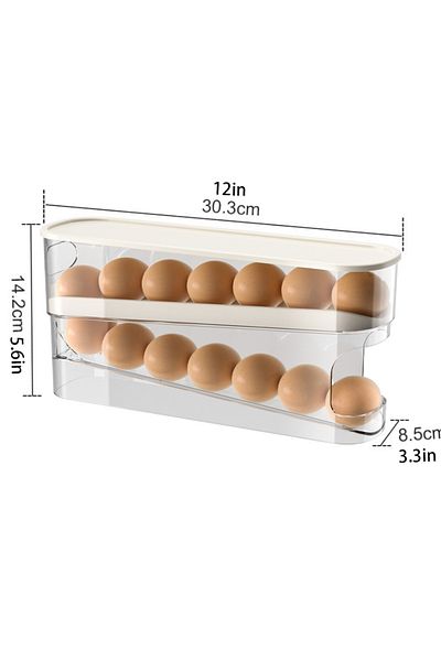 Choice 01 Double Layer Egg Storage Box Fridge Automatic Rolling Eggs Holder Rack Ladder Style Refrigerator
