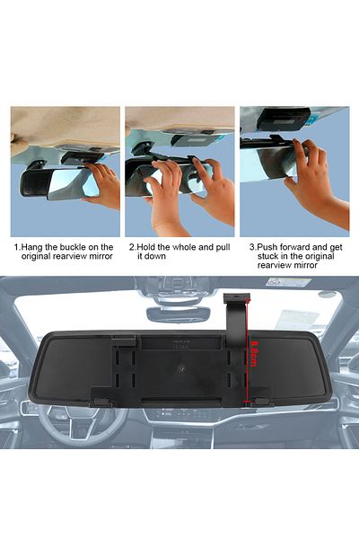 Choice 2.5D Full Screen HD Glass Anti-glare Wide-angle Blue Frameless Mirror Car Interior Rear View Mirr...