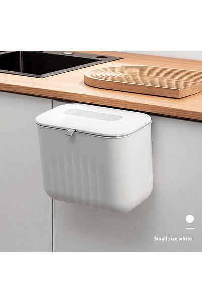 Choice S-White Trash Bin Without Punching Silicone Handle with Lid Two-way Opening Lid Wall-mounted PP Pape