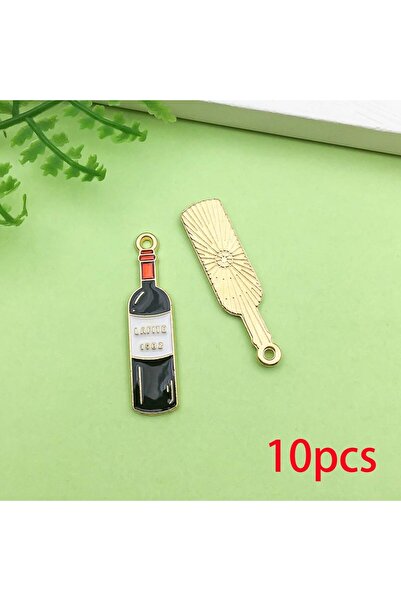 Choice1 style 3 10pcs Alloy Enamel Red Wine Series Charms Beer Wine Glass Design Pendants for DIY Necklace B