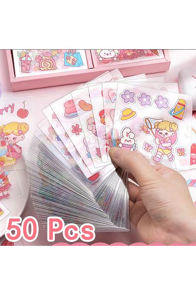 Choice 50 Pcs 50/100 Pcs Kawaii Stickers PET Pattern Cartoon Scrapbooking Cute Sticker DIY Handbook Sticker