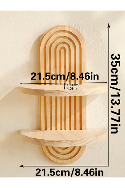 Choice Tk876-ms9775 1,2-tier Boho Style Wooden Wall Shelves-geometric Wall Mounted Shelves, Natural Wood Fi