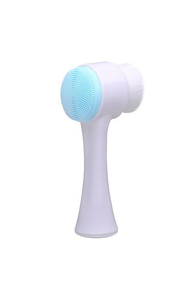Choice Blue 3D Double Silicone Facial Cleansing Brush Manual Massage Facial Brush Soft Bristles Exfoliator