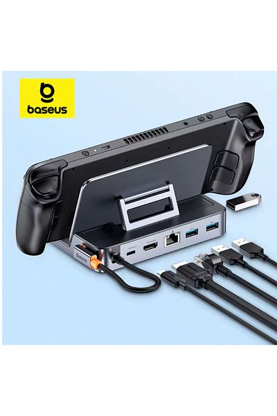 Baseus كما هو موضح في الصور، قاعدة توصيل Baseus USB C لجهاز Steam Deck Nintend Switch 6 في 1 من النوع C إلى 4K@60Hz