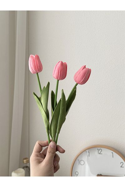 Choice 3pcs Pink Tulip imitation flower home decoration decoration floral art bedroom decoration immortal b
