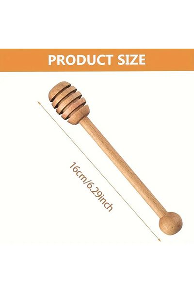 Choice Brown 1pc Sustainable Wooden Honey Dipper - Natural Wood, Honeycomb Design, Perfect for Healthy & Su