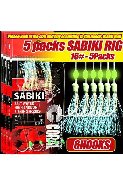 Choice مقاس 16، 5 عبوات من TAKBAS، 1/5 عبوات من أدوات صيد السمك Sabiki، أدوات...