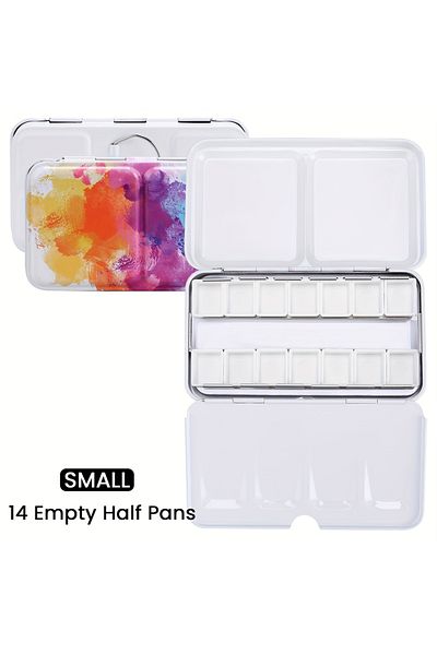 Choice Color Empty Watercolor Palette Metal Empty Watercolor Tin Palette Paint Case with 14pcs Half Pans fo