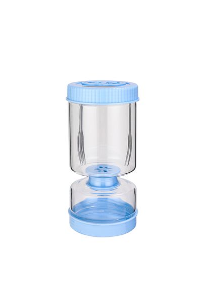 Choice SKY BLUE Glass Olive and Pickle Strainer Jar, Olive Container Hourglass Jar with Strainer Flip Pickl