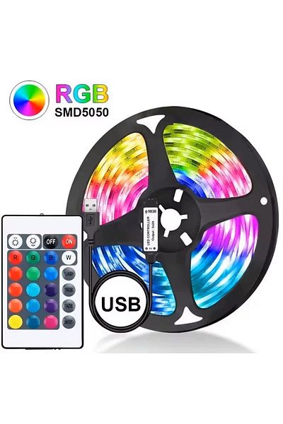 Choice 5m Colorful RGB GGbingo LED USB RGB Strip Light With 24keys Remote Control 5M 5050 Flexible Lights S