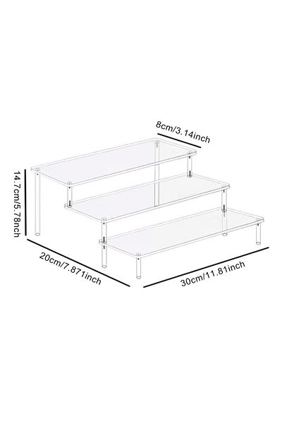 Choice 30x8cm 3 layer 1-4 Tier Acrylic Display Stand Durable Display Rack For Cupcake Perfume Doll Transpar