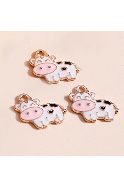 Choice style 88 10pcs Enamel Crystal Milk Cows Charms Pendants for DIY Jewelr...