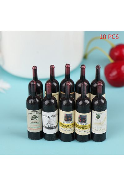 Choice 10Pcs/Lot 1/12 Dollhouse Miniature Mini Simulation Wine Bottle Accessories Decor Furniture Model ...